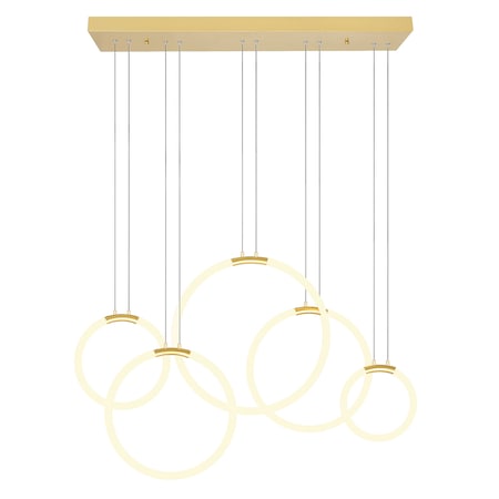 Cwi Lighting Hoops 5 Light LED Chandelier With Satin Gold Finish 1273P44-5-602-RC